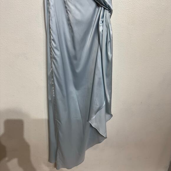 Aqua Light Blue Shoulder Asymmetric Midi Dress Sz XL NWT - Picture 4 of 12